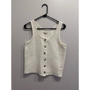 Madewell - Button Front Cotton Sweater Tank - Ivory - Sz M